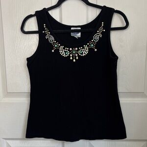 DG2 black ribbed tank tank top gromet embellished size medium layering piece